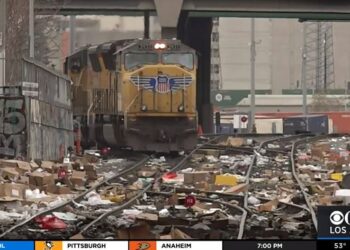 Looters ransack trains at downtown LA sorting depot and leave COVID tests and pharmaceutical drugs littered along the tracks