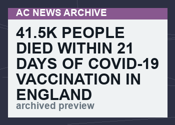 41.5K people died within 21 days of Covid-19 Vaccination in England & a further 291K died within 6 months