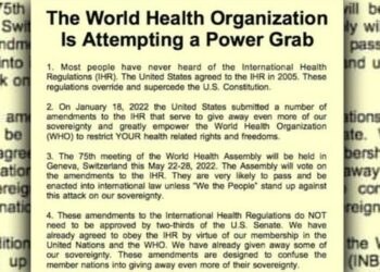 WHO Is Announcing A Planned Take Over Of The US Under The Guise Of International Health Policy   (VIDEO  13 min)